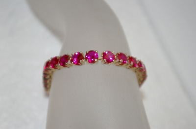 +MBA #19-040  7" 14K Lab Created Pink Sapphire Bracelet