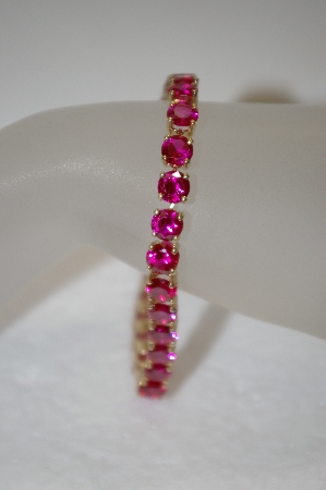 +MBA #19-040  7" 14K Lab Created Pink Sapphire Bracelet