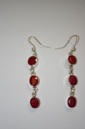 +MBA #19-038  Russian Ruby Dangle Sterling Earrings