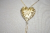+MBA #19-325  Gold Plated Crystal Heart Ladies Bolo Style Necklace