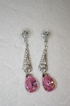 +MBA #19-113  "Nolan Miller Fancy Pink Crystal Drop Earrings