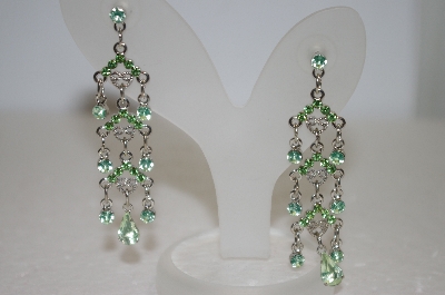 +MBA #19-117  Green Crystal Dangle Earrings