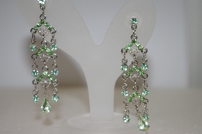 +MBA #19-117  Green Crystal Dangle Earrings