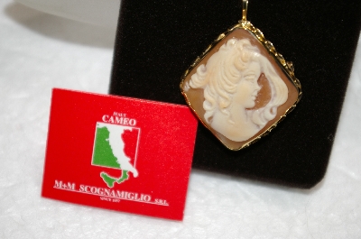 +MBA #19-206  Carnelian Hand Carved Italian Cameo Pin/Pendant