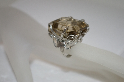 +MBA #19-065  Wire Wraped Pale Green Quartz Ring