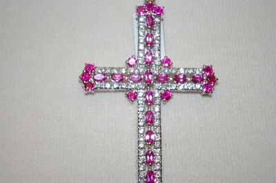 +MBA #19-096  "Charles WinstonCreated Pink Ruby & Sapphire Large Cross Pendant