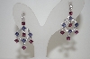 +MBA #19-229  Platinum Plated Iolite, Rhodolite & White Zircon Dangle Earrings