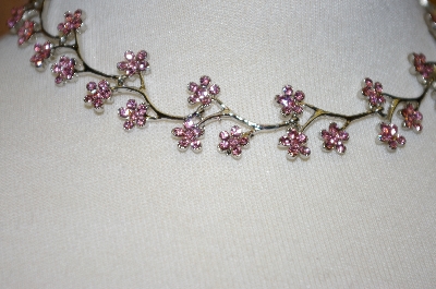 +MBA #19-240  Pink Crystal Floral Necklace