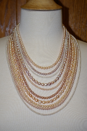 +MBA #19-015   "10 Strand Multi Colored Cultured Pearl Necklace
