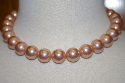 +MBA #19-567  Large Pink Glass Pearl Necklace