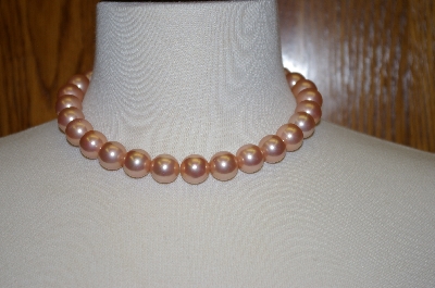 +MBA #19-567  Large Pink Glass Pearl Necklace