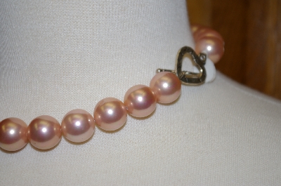 +MBA #19-567  Large Pink Glass Pearl Necklace