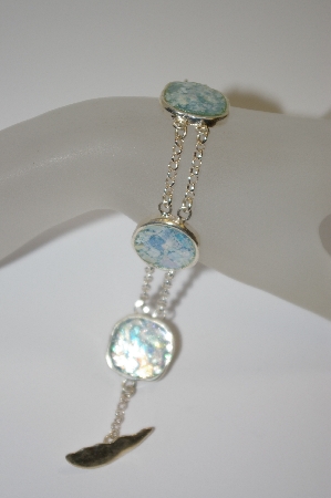 +MBA #19-579  Roman Glass Double Station Rolo Bracelet
