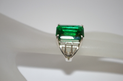 +MBA #19-524  Square Cut Green Quartz Sterling Ring