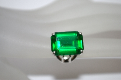 +MBA #19-524  Square Cut Green Quartz Sterling Ring