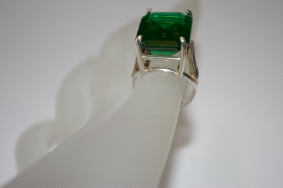 +MBA #19-524  Square Cut Green Quartz Sterling Ring