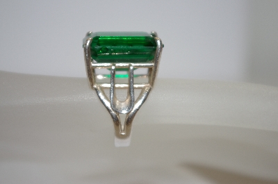 +MBA #19-524  Square Cut Green Quartz Sterling Ring