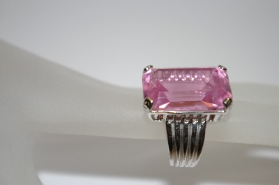 +MBA #19-510  Large Square Cut Pink CZ Ring