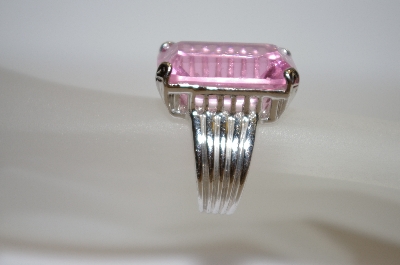 +MBA #19-510  Large Square Cut Pink CZ Ring