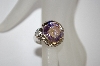 +MBA #19-542  Silver Plated Round Cut Lavender & Clear CZ Ring