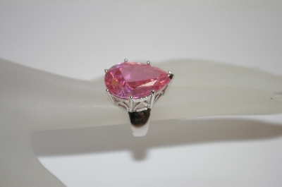 +MBA #13-468  Large Pear Cut Pink CZ Ring