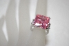 +MBA #19-369  Square Cut Pink & Clear CZ Ring