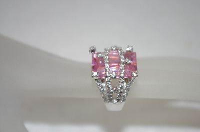 +MBA #19-377  Charles Winston Fancy Pink & Clear CZ Ring