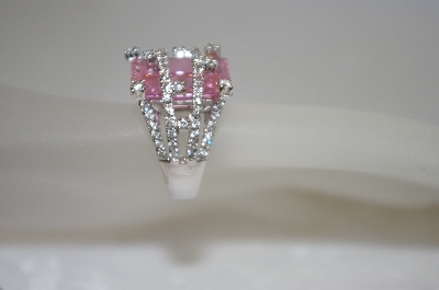 +MBA #19-377  Charles Winston Fancy Pink & Clear CZ Ring
