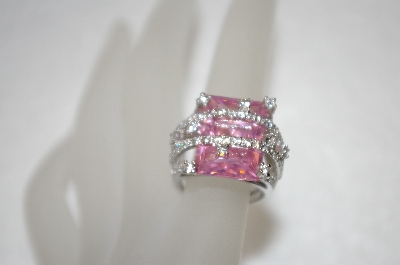 +MBA #19-377  Charles Winston Fancy Pink & Clear CZ Ring