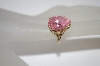 +MBA #19-412  10K Yellow Gold Pear Cut Pink CZ Ring