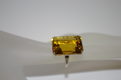 +MBA #19-518  Antique Square Cut Quartz Sterling Ring