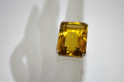 +MBA #19-518  Antique Square Cut Quartz Sterling Ring
