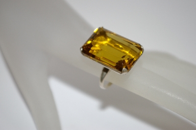 +MBA #19-518  Antique Square Cut Quartz Sterling Ring