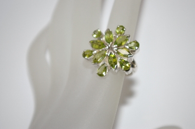 +MBA #19-397   "15 Stone Multi Cut Peridot Sterling Ring