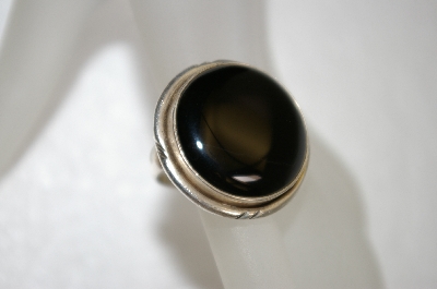 +MBA #19-372  Large Round Cut Sterling Black Onyx Ring