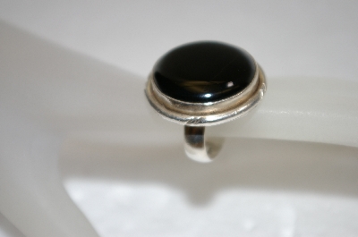 +MBA #19-372  Large Round Cut Sterling Black Onyx Ring