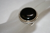 +MBA #19-372  Large Round Cut Sterling Black Onyx Ring