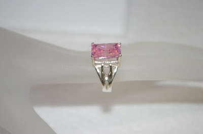 +MBA# 19-045  Simple Square Cut Pink CZ Ring & Matching Earrings