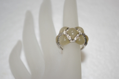 +MBA #19-032  Angelique De Paris Pale Yellow Resin & White Topaz Ring