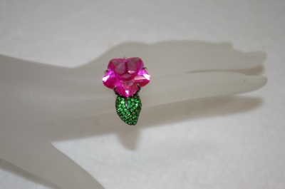 +MBA #19-018  Charles Winston Created Pink Sapphire Carved Flower Ring