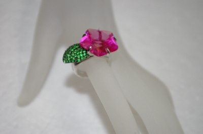 +MBA #19-018  Charles Winston Created Pink Sapphire Carved Flower Ring