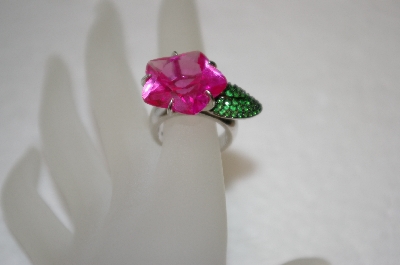 +MBA #19-018  Charles Winston Created Pink Sapphire Carved Flower Ring