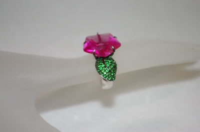 +MBA #19-018  Charles Winston Created Pink Sapphire Carved Flower Ring