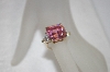 +MBA #19-047  14K Plated Sterling Pink & Clear CZ Ring