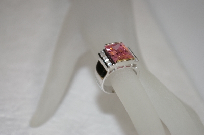 +MBA #19-056  Square Pink & Clear CZ Ring