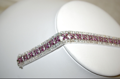 +  Platinum/Over Sterling Amethyst & Diamond Bracelet