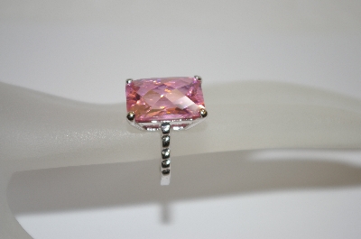 +MBA #19-486  Square Cut Pink CZ Ring