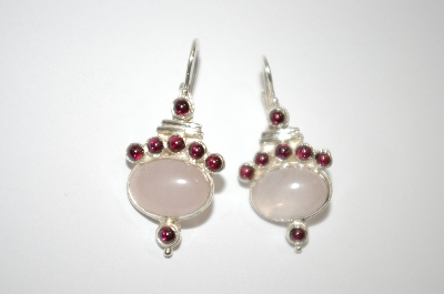 +MBA #19-418  Rose Quartz & Garnet Earrings