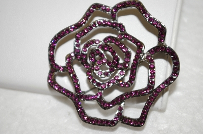 +MBA #19-267  Purple Crystal Rose Pin Pendant Combo
