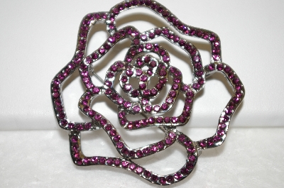 +MBA #19-267  Purple Crystal Rose Pin Pendant Combo